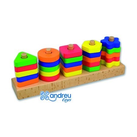 JUEGO ANDREUTOYS MANIPULACION 25 PIEZAS GEOMETRICAS + 12 PLANTILLAS...