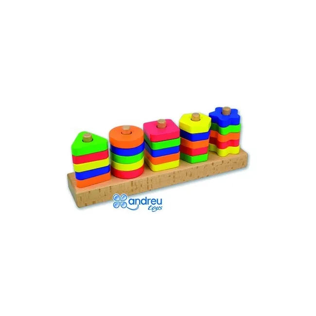 JUEGO ANDREUTOYS MANIPULACION 25 PIEZAS GEOMETRICAS + 12 PLANTILLAS...