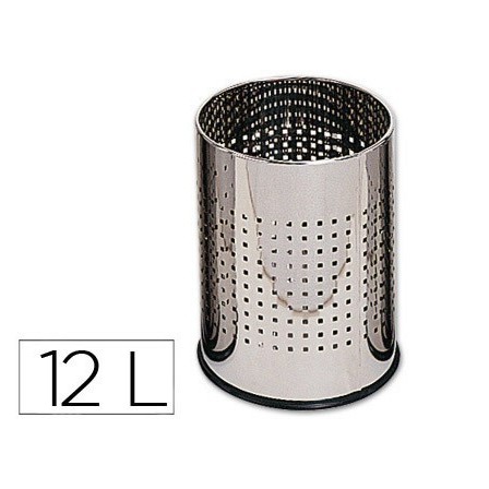 PAPELERA METALICA SIE GY9903 PERFORADA CROMADA -250X325 MM