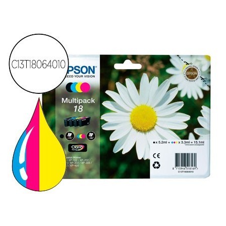 INK-JET EPSON MULTIPACK T18 NEGRO AMARILLO CYAN Y MAGENTA XP-102 PX...