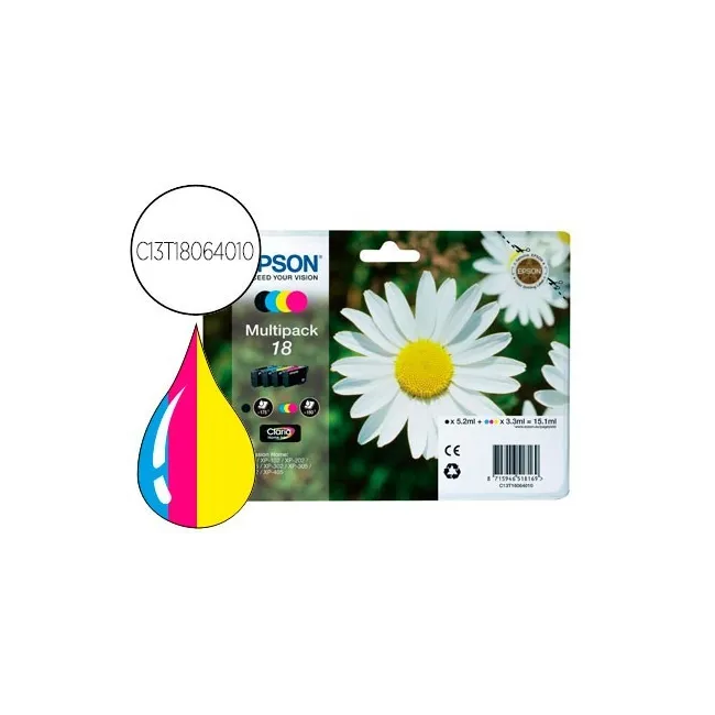 INK-JET EPSON MULTIPACK T18 NEGRO AMARILLO CYAN Y MAGENTA XP-102 PX...