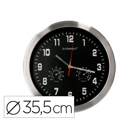 RELOJ Q-CONNECT DE PARED METALICO REDONDO 35,5 CM MOVIMIENTO SILENC...
