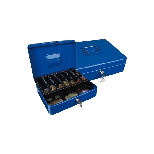 CAJA CAUDALES Q-CONNECT 12" 300X240X90 MM AZUL CON PORTAMONEDAS