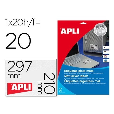 ETIQUETA ADHESIVA APLI 10071 METALIZADA TAMAÑO 210X297 MM PARA FOTO...