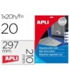 ETIQUETA ADHESIVA APLI 10071 METALIZADA TAMAÑO 210X297 MM PARA FOTO...