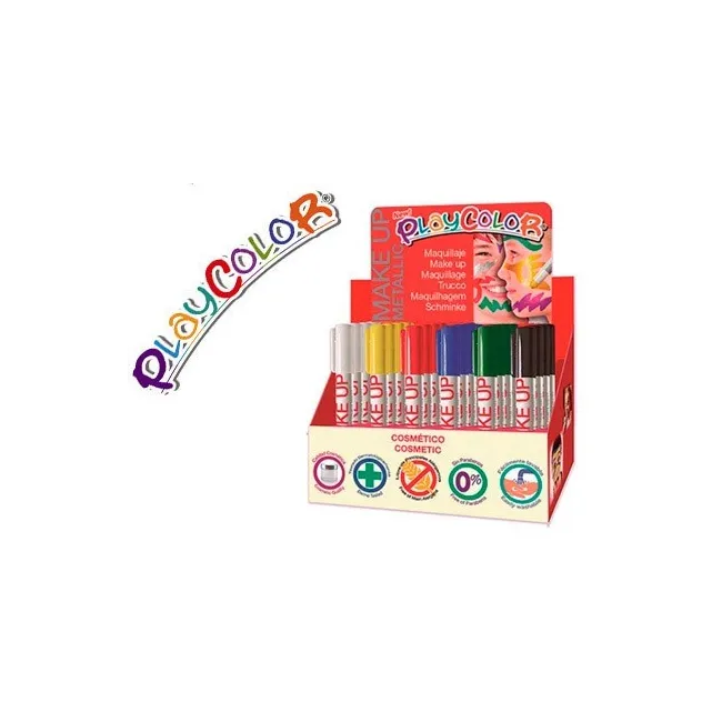 BARRA DE MAQUILLAJE PLAYCOLOR MAKE UP METALLIC EXPOSITOR DE 24 UNID...