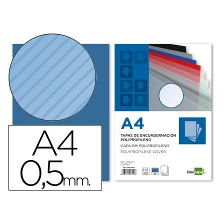 TAPA ENCUADERNACION LIDERPAPEL POLIPROPILENO RAYADO A4 0.5MM PAQUET...