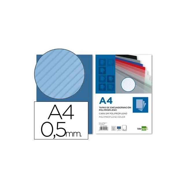 TAPA ENCUADERNACION LIDERPAPEL POLIPROPILENO RAYADO A4 0.5MM PAQUET...
