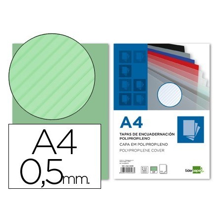 TAPA ENCUADERNACION LIDERPAPEL POLIPROPILENO RAYADO A4 0.5MM PAQUET...