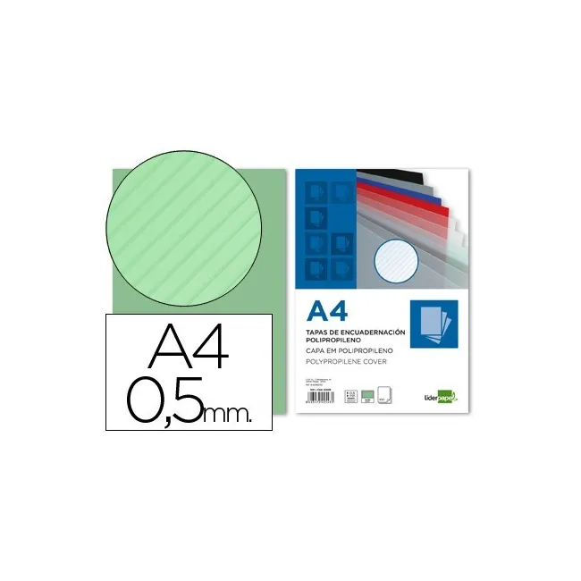 TAPA ENCUADERNACION LIDERPAPEL POLIPROPILENO RAYADO A4 0.5MM PAQUET...