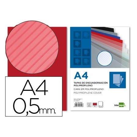 TAPA ENCUADERNACION LIDERPAPEL POLIPROPILENO RAYADO A4 0.5MM PAQUET...
