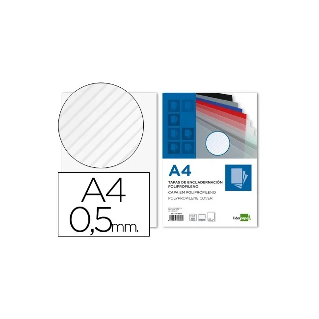 TAPA ENCUADERNACION LIDERPAPEL POLIPROPILENO RAYADO A4 0.5MM TRANSP...
