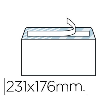SOBRE LIDERPAPEL N.12 BLANCO CUARTO 176X231 MM TIRA DE SILICONA CAJ...