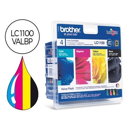 INK-JET BROTHER LC-1100VALBP /M/Y/C PACK 4 COLORES 450 PAGBK 325 PA...