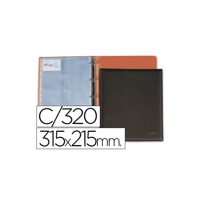 TARJETERO PARDO FOLIO PARA 320 TARJETAS SIMIL-PIEL NEGRO