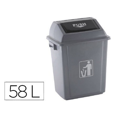 PAPELERA CONTENEDOR Q-CONNECT PLASTICO CON TAPA DE BALANCIN 58 LITR...