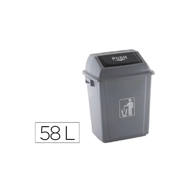 PAPELERA CONTENEDOR Q-CONNECT PLASTICO CON TAPA DE BALANCIN 58 LITR...