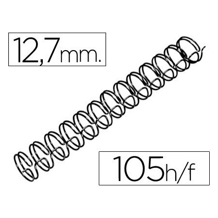 ESPIRAL WIRE 3:1 12,7 MM N.8 NEGRO CAPACIDAD 105 HOJAS CAJA DE 100 ...