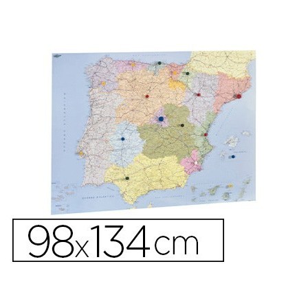 MAPA MURAL FAIBO ESPAÑA Y PORTUGAL AUTONOMICO PLASTIFICIADO ENROLLA...