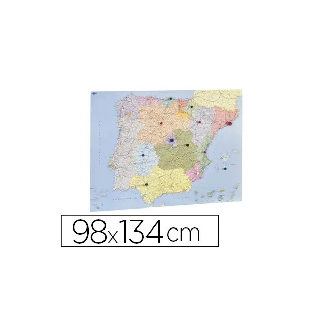 MAPA MURAL FAIBO ESPAÑA Y PORTUGAL AUTONOMICO PLASTIFICIADO ENROLLA...