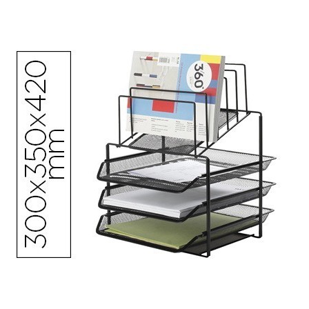BANDEJA CLASIFICADORA SOBRES Q-CONNECT KF17296 METALICA REJILLA NEG...