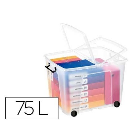 CONTENEDOR PLASTICO CEP 75 LITROS 485X600X415 MM TRANSPARENTE CON T...