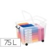 CONTENEDOR PLASTICO CEP 75 LITROS 485X600X415 MM TRANSPARENTE CON T...