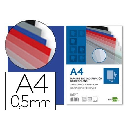 TAPA ENCUADERNACION LIDERPAPEL POLIPROPILENO A4 0.5 MM AZUL TRANSLU...