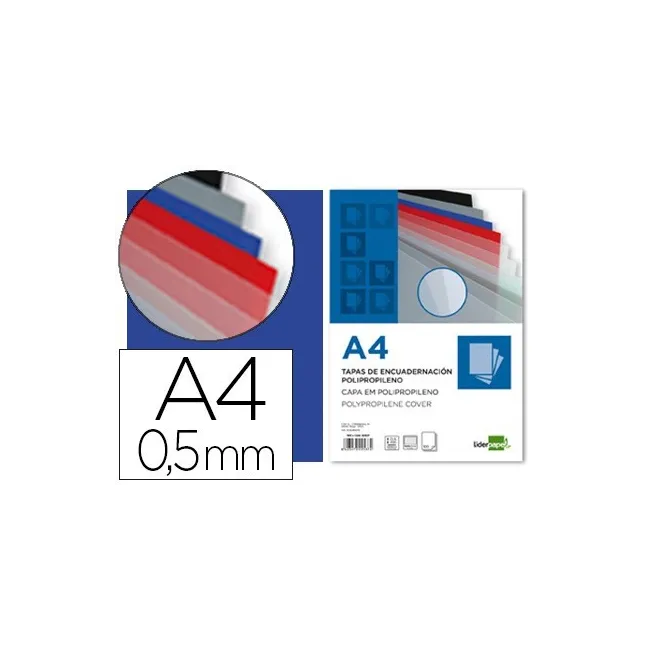 TAPA ENCUADERNACION LIDERPAPEL POLIPROPILENO A4 0.5 MM AZUL TRANSLU...