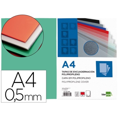 TAPA ENCUADERNACION LIDERPAPEL POLIPROPILENO A4 0.5 MM VERDE TRANSL...