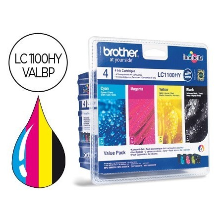 INK-JET BROTHER LC-1100BK /M/Y/C PACK 4 COLORES ALTA CAPACIDAD 900 ...