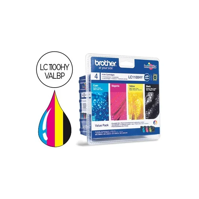 INK-JET BROTHER LC-1100BK /M/Y/C PACK 4 COLORES ALTA CAPACIDAD 900 ...