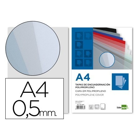 TAPA ENCUADERNACION LIDERPAPEL POLIPROPILENO A4 0.5MM AHUMADA PAQUE...