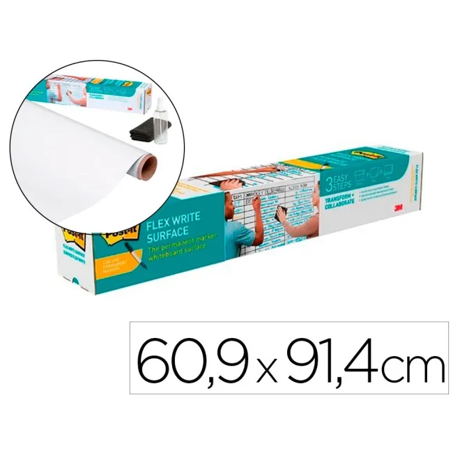 PIZARRA BLANCA POST-IT SUPER STICKY FLEX ROLLO ADHESIVO REMOVIBLE 6...