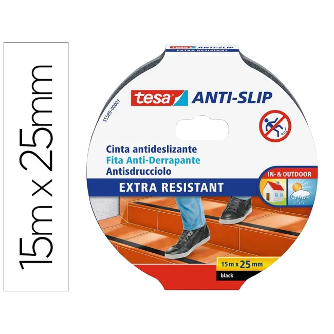 CINTA ANTIDESLIZANTE ADHESIVA TESA USO INTERIOR / EXTERIOR COLOR NE...