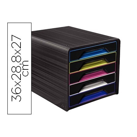 FICHERO CAJONES DE SOBREMESA CEP 5 CAJONES NEGRO/MULTICOLOR 360X288...