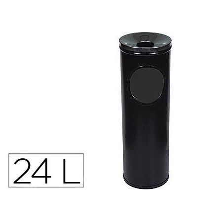 CENICERO PAPELERA REDONDO 401 NEGRO -METALICO -MEDIDA 66X21.5 CM