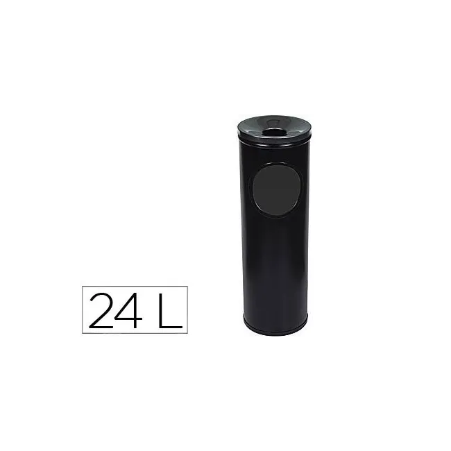 CENICERO PAPELERA REDONDO 401 NEGRO -METALICO -MEDIDA 66X21.5 CM