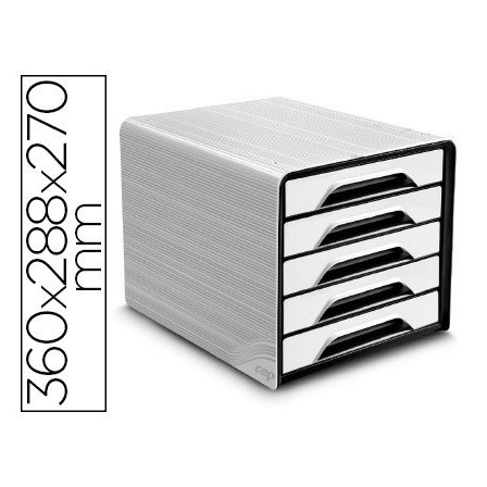 FICHERO CAJONES DE SOBREMESA CEP 5 CAJONES BLANCO/NEGRO 360X288X270 MM