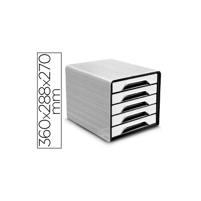 FICHERO CAJONES DE SOBREMESA CEP 5 CAJONES BLANCO/NEGRO 360X288X270 MM