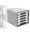 FICHERO CAJONES DE SOBREMESA CEP 5 CAJONES BLANCO/NEGRO 360X288X270 MM