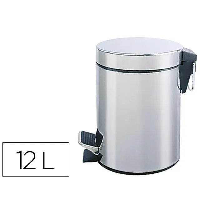 PAPELERA METALICA Q-CONNECT CON PEDAL CROMADA 25X38CM CAPACIDAD 12 ...