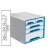 FICHERO CAJONES DE SOBREMESA CEP 5 CAJONES MIXTOS BLANCO/AZUL 360X2...
