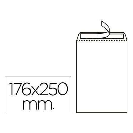 SOBRE LIDERPAPEL BOLSA N.15 BLANCO B5 176X250 MM TIRA DE SILICONA C...