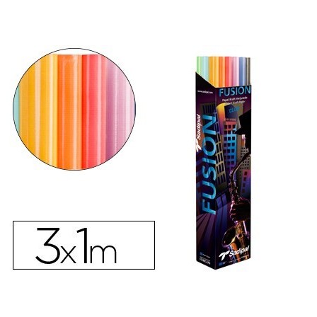 PAPEL KRAFT ROLLO 3X1 MT EXPOSITOR FUSION CON 24 ROLLOS COLORES SUR...