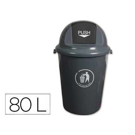 PAPELERA CONTENEDOR Q-CONNECT PLASTICO CON TAPADERA 80L COLOR GRIS ...