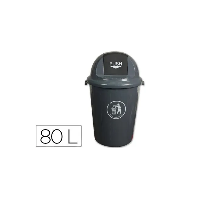 PAPELERA CONTENEDOR Q-CONNECT PLASTICO CON TAPADERA 80L COLOR GRIS ...