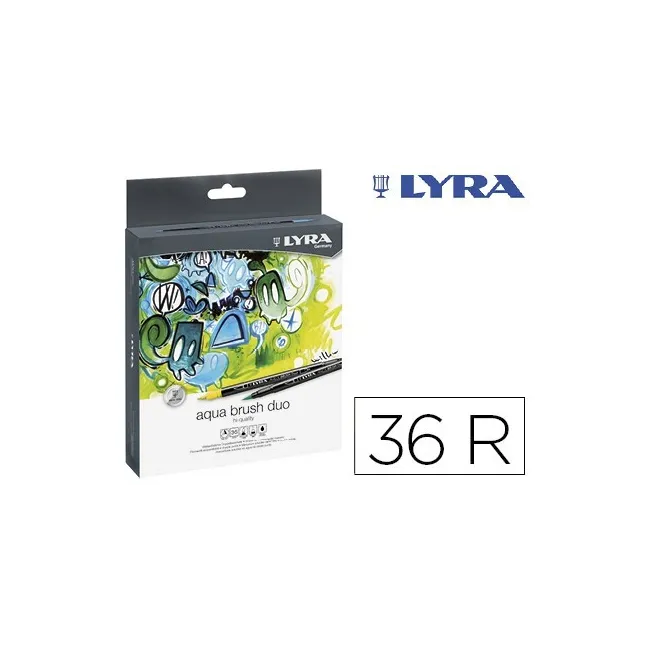 ROTULADOR LYRA AQUA BRUSH DUO CAJA DE 36 COLORES SURTIDOS