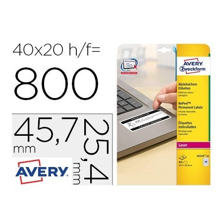 ETIQUETA ADHESIVA AVERY TAMAÑO 45,7X25,4 MM PERMANENTE BLANCA CAJA ...