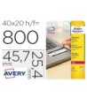 ETIQUETA ADHESIVA AVERY TAMAÑO 45,7X25,4 MM PERMANENTE BLANCA CAJA ...
